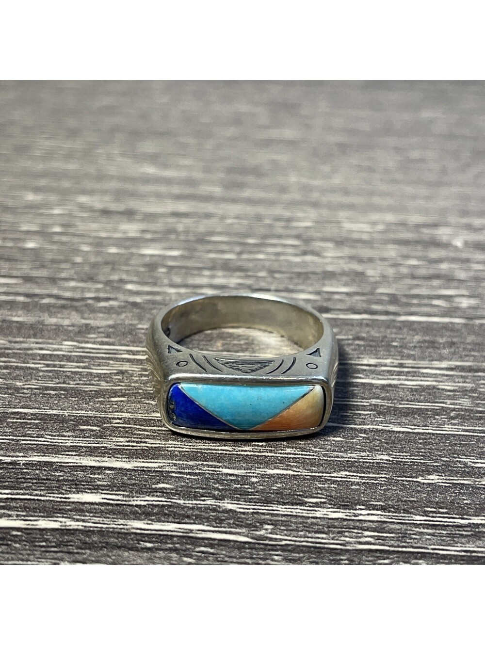 Carolyn Pollack Southwestern Sterling Silver Turquoise Coral Lapis Ring Sz 6